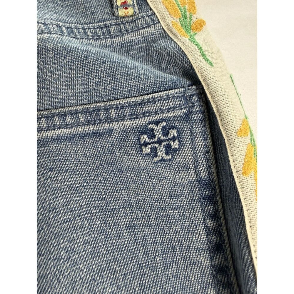 Tory Burch Amy Embroidered Ribbon Flare Jeans Button Fly Light Wash Size 24 EUC - Picture 8 of 15